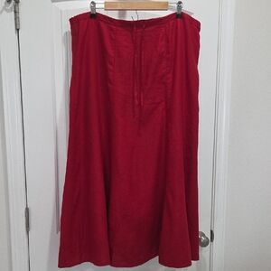 Alexandra Bartlett 100% Linen Red Maxi Skirt, Size 12